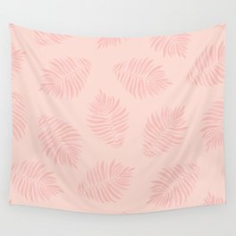 Palm Leaves Falling on Pink Wall Tapestry