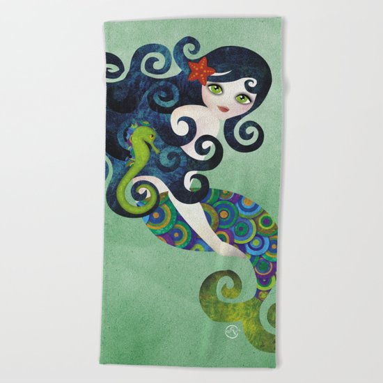 Aquamarine Mermaid Beach Towel