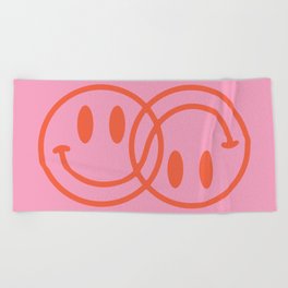 Synergy, Pink & Retro Red Color Combo Beach Towel