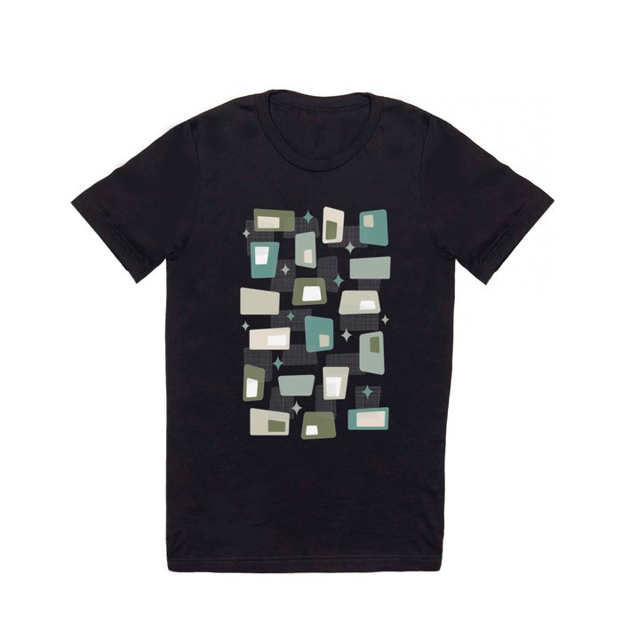 Atomic Age - Mid Century Modern Blocks in Olive Green, Light Green, Teal and Cream T Shirt