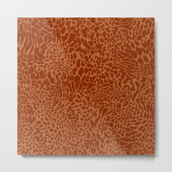 Leopard Print Pattern in Terracotta Metal Print