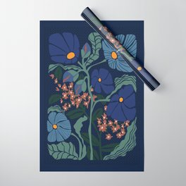 Klimt flower dark blue Wrapping Paper