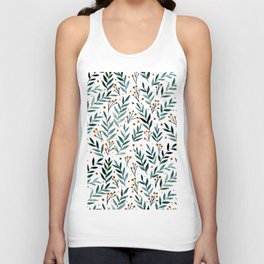 Festive watercolor branches - sage and orange Unisex Tank Top