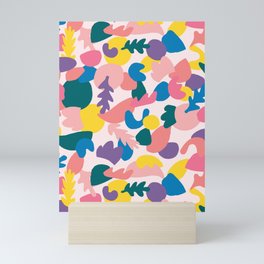 Modern graphic colored forms on light pink Mini Art Print