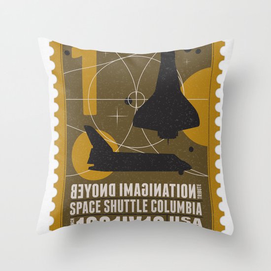 Beyond imagination: Space Shuttle postage stamp Throw Pillow