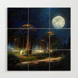 During a full moon night Wood Wall Art
