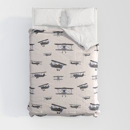Navy retro airplanes on ivory - watercolor planes Comforter