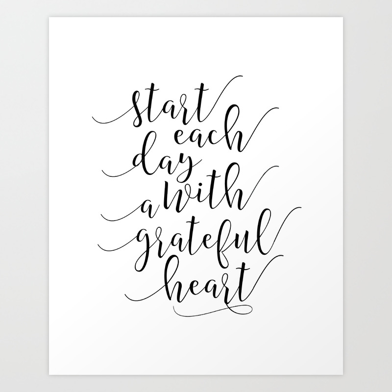 Start Each Day With A Grateful Heart Printable Art Office Decor Bedroom Art Quote Prints Art Print