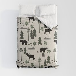 Camping woodland forest nature moose bear pattern nursery gifts Comforter