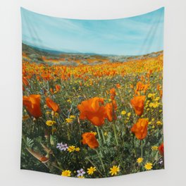 California Wildflower Poppy Superbloom Wall Tapestry