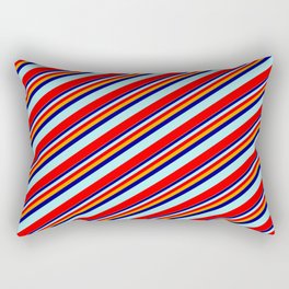 [ Thumbnail: Orange, Dark Blue, Turquoise, and Red Colored Stripes Pattern Rectangular Pillow ]