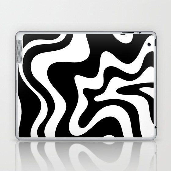 Liquid Swirl Abstract Pattern in Black and White Laptop & iPad Skin