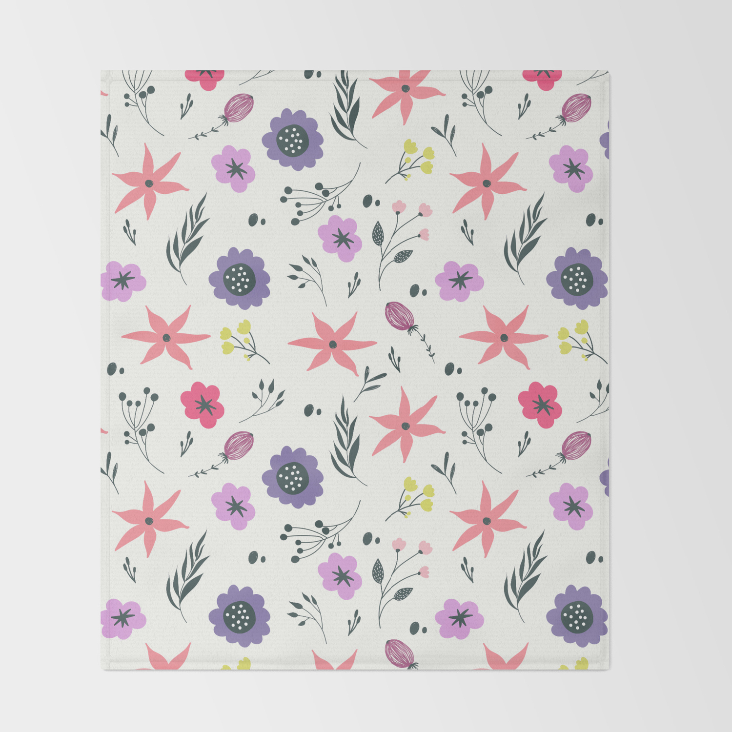 Abstract Coral Purple Violet Vector Floral Pattern Throw Blanket By Pink Water Society6