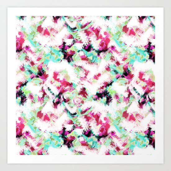 Abstract pattern white green pink . Art Print