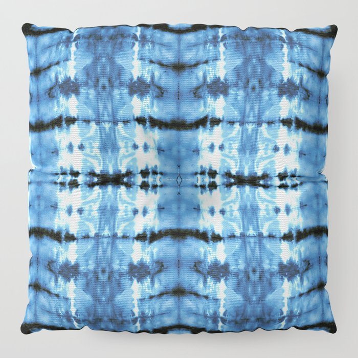 Indigo Satin Shibori Floor Pillow by ninamay Society6
