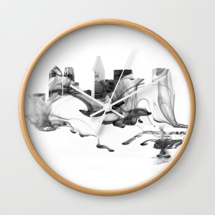 Dallas Skyline Dreaming Wall Clock by Nolan Moran Society6