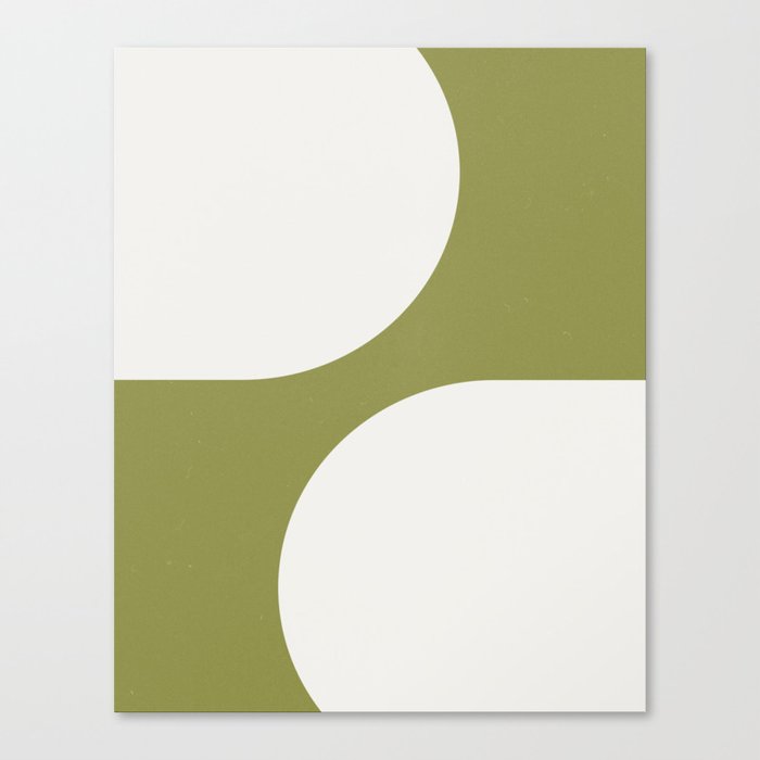 Modern 70s Arch Figures Abstract on Green Canvas Print