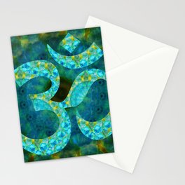 Beautiful Blue, Green and Aqua Om 5 - Sharon Cummings Stationery Card