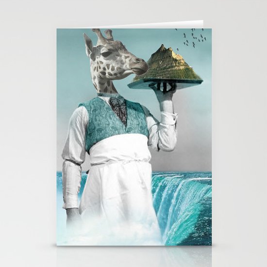 giraffe waiter with bombe alaska Stationery Cards
