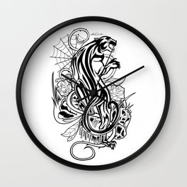 Panther - Black & White Wall Clock