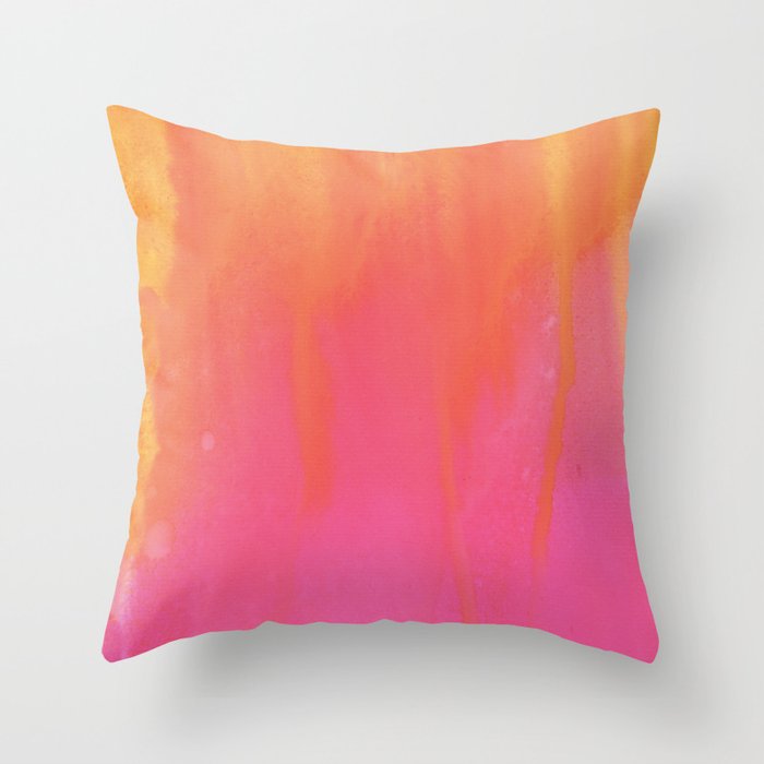 Pink And Orange Watercolor Original Painting Throw Pillow