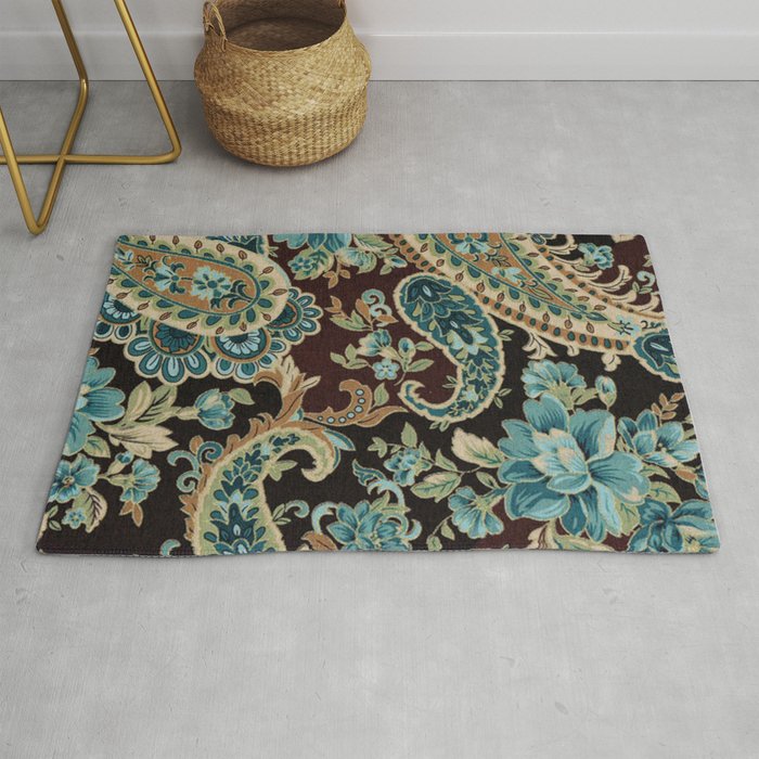 Granny's Terrific Turquoise Teal Paisley Chic Rug