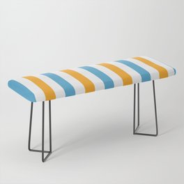 Ohlala - Blue Orange Colourful Minimalistic Retro Stripe Art Design Pattern  Bench