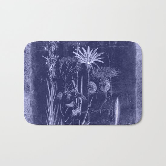floral cyanotype Bath Mat