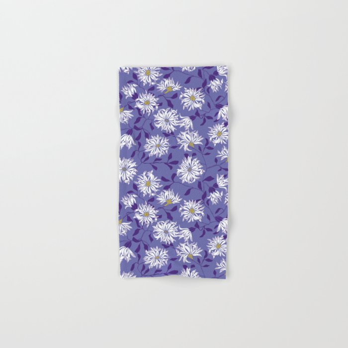 Very peri chrysanthemums Hand & Bath Towel