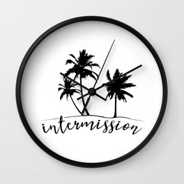 Intermission - On Holiday with Palm Trees Wall Clock | Graphicdesign, Journey, Break, Aloha, Backpacker, Hawaii, Holiday, Pause, Caribbean, Wanderlust 