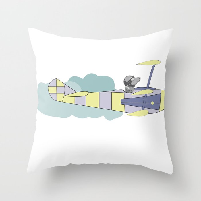 Dog air-cloud pilot. Joy in the clouds collection Throw Pillow