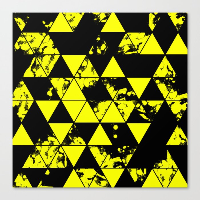 Splatter Triangles In Black And Yellow Canvas Print