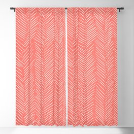 Living Coral Herringbone Happiness Blackout Curtain