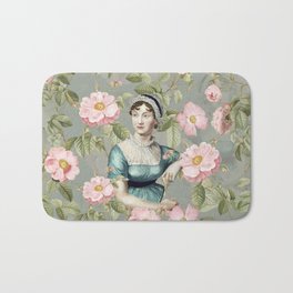 My Tribute to Jane Austen- Jane Austen And Redouté Roses  Bath Mat | Books, Roses, Prideandprejudice, Nature, Painting, Garden, Rose, Reading, Botanical, Antique 