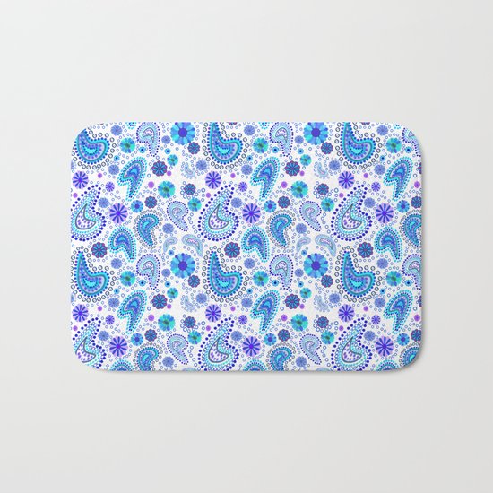 Paisley Power (White Background) Bath Mat