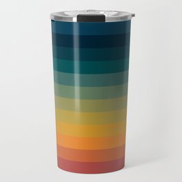 Colorful Abstract Vintage 70s Style Retro Rainbow Summer Stripes Travel Mug