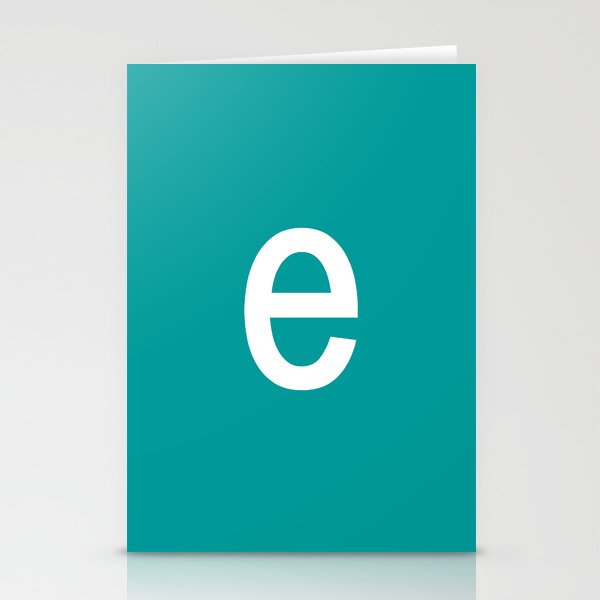 LETTER e (WHITE-TEAL) Stationery Cards