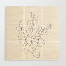 Minimalistic Eucalyptus  Line Art Wood Wall Art