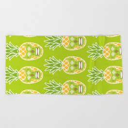 Tiki Lucha Libre Yellow and Chartreuse Beach Towel