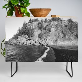 Black Sand Beach | Black. and White Photography Credenza