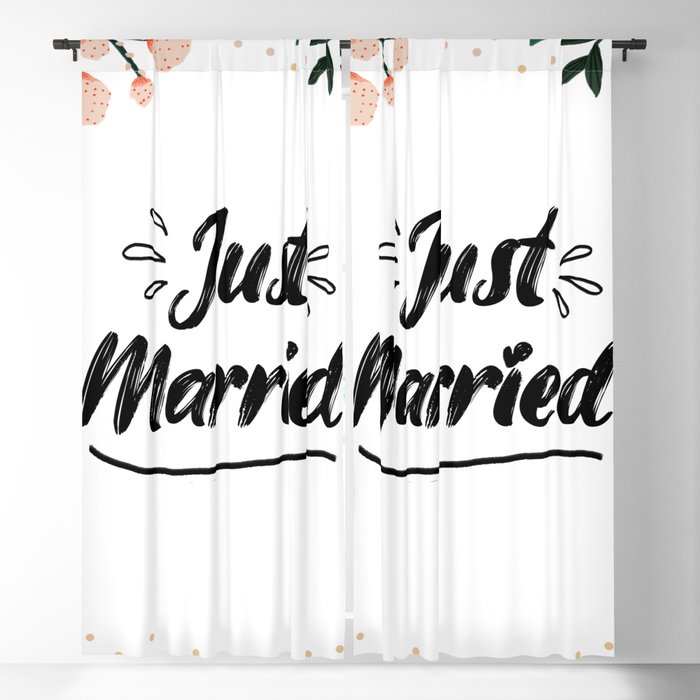 Just Married Floral Print Flower Lover Pattern Blackout Curtain