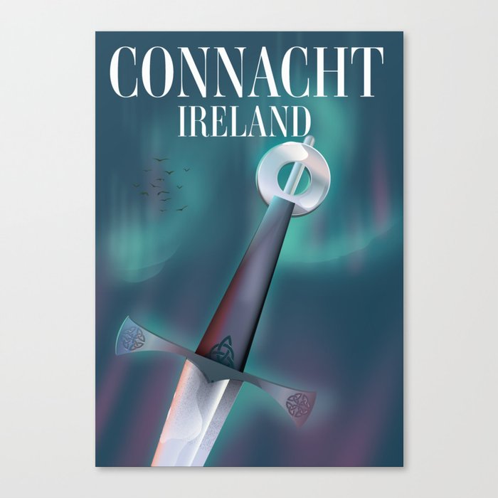 Connacht Ireland travel poster. Canvas Print