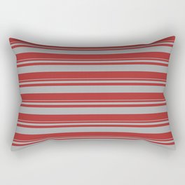[ Thumbnail: Dark Gray and Brown Colored Pattern of Stripes Rectangular Pillow ]