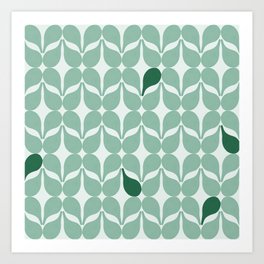 Geometric Poinsettia Star Pattern - Mint Green Art Print