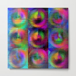 Nine Neon Square Metal Print | Cyan, Highlights, Digital, Graphicdesign, Absstract, Decor, Pattern, Psychedelic, Neoncolors, Square 