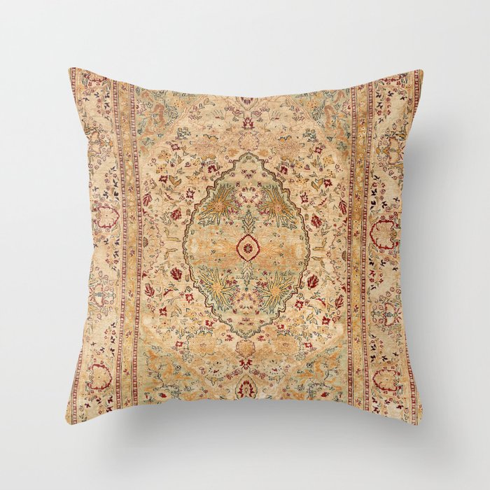 Silk Tabriz Azerbaijan Northwest Persian Rug Print Throw Pillow