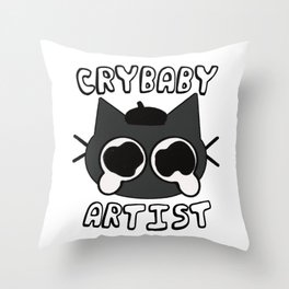 Crybaby Artist Cat Throw Pillow