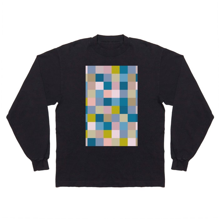 Patchwork in Blue  Long Sleeve T Shirt