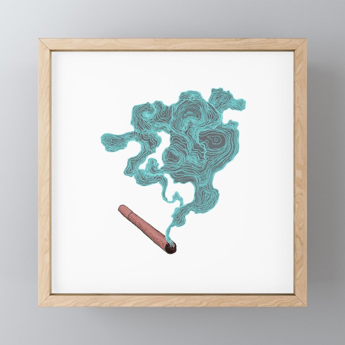 Smoke (Blue & Red) Framed Mini Art Print