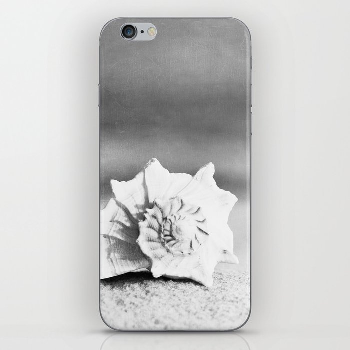 Black and White Beach Photography, Grey Seashell Art, Neutral Shell Photo, Gray Conch Shell Print iPhone Skin